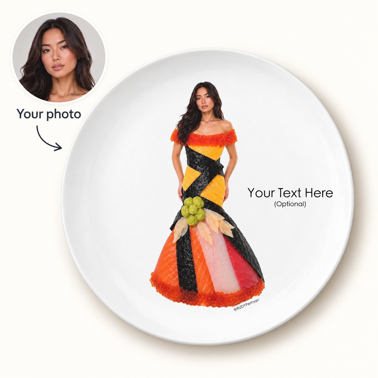 Sushi food-fashion plate design
