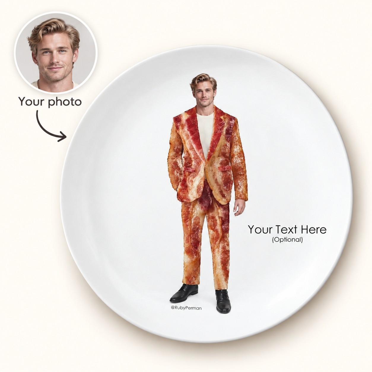 Bacon food-fashion plate design
