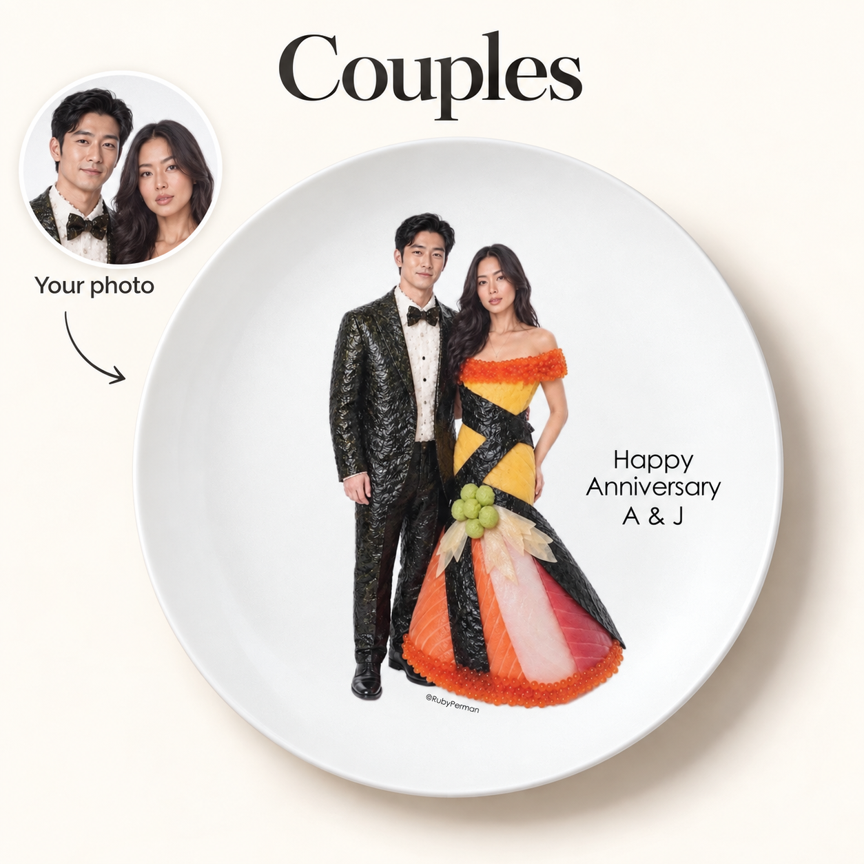 Couples personalized plate
